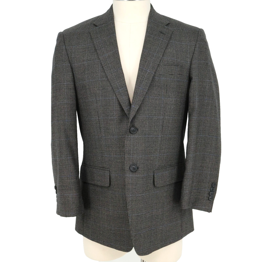 Jos A Bank Sport Coat Mens 40R Wool Gray Houndstooth Plaid Lined Jacket Preppy